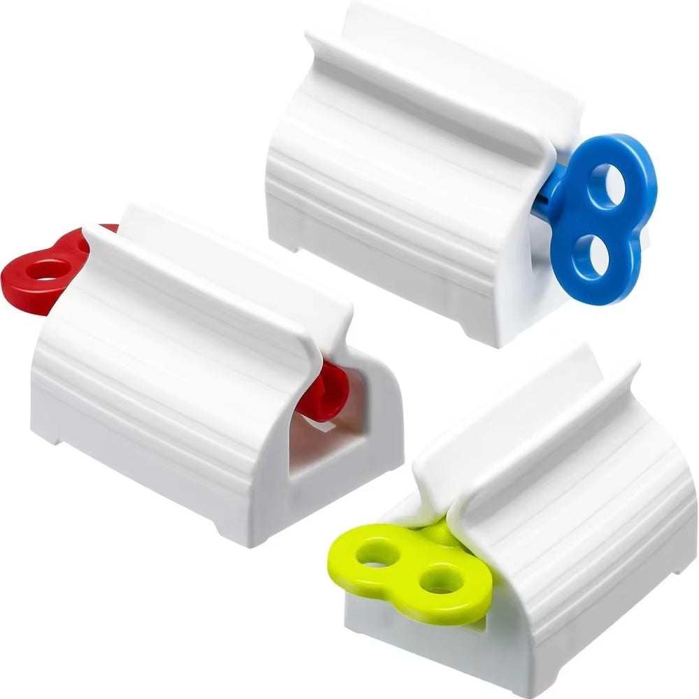 3-Piece Rolling Tube Toothpaste Squeezer Set - Effortless Toothpaste Dispensing with Holder Stand in Mixed Colors
