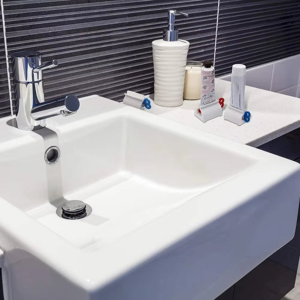 3-Piece Rolling Tube Toothpaste Squeezer Set - Effortless Toothpaste Dispensing with Holder Stand in Mixed Colors